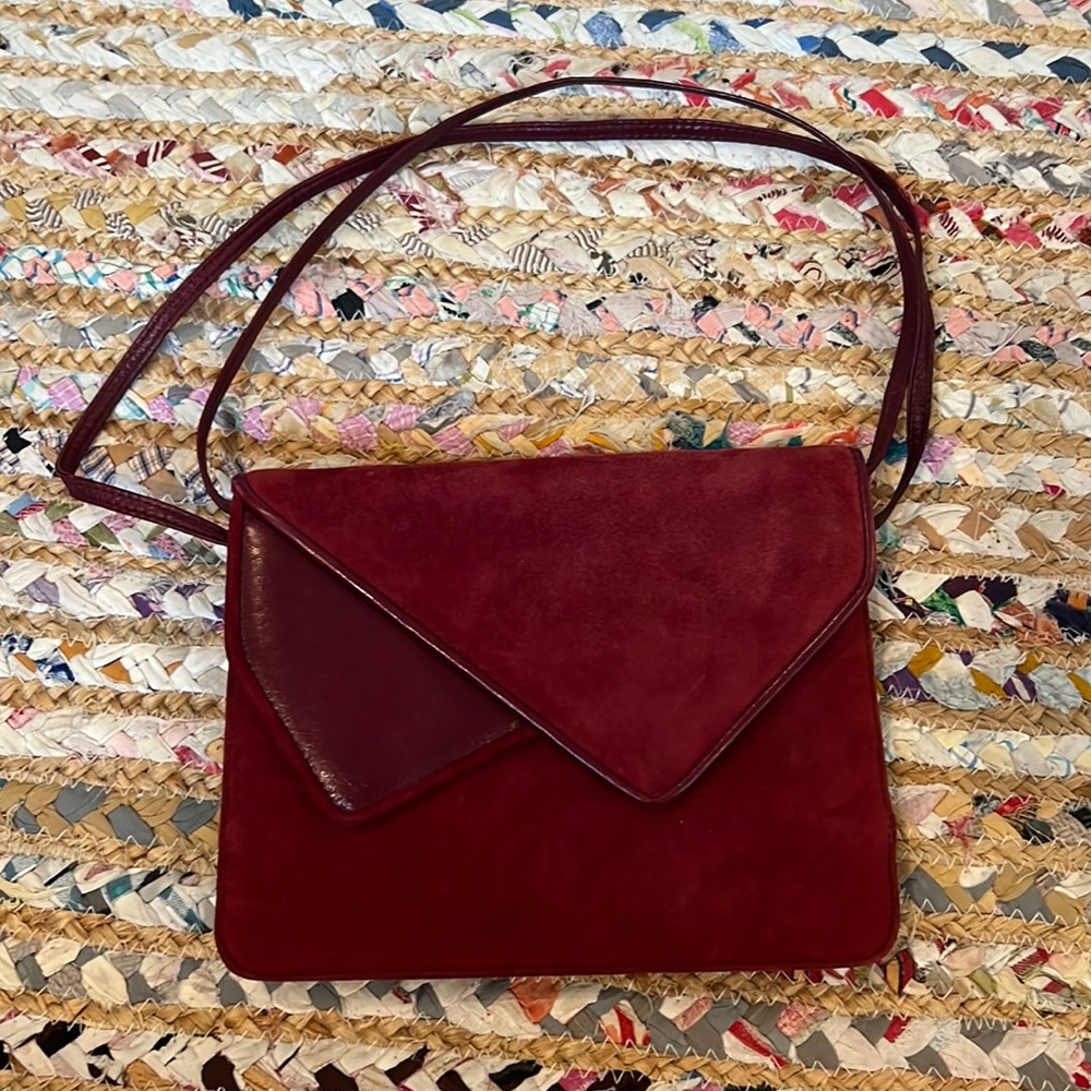Charles Jourdan Raspberry Suede Shoulder Bag